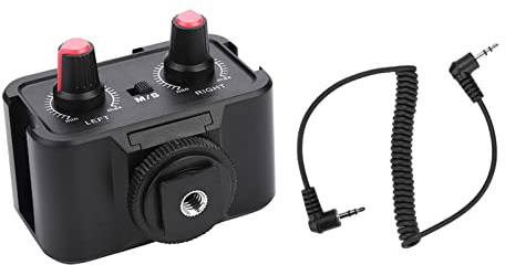 BONKZEBU Camera Mic Audio Mixer Compact Dual-Mic Mounting and Control Solution 3.5mm Inputs for DSLR Cameras Black Lightweight Portable for Videographers