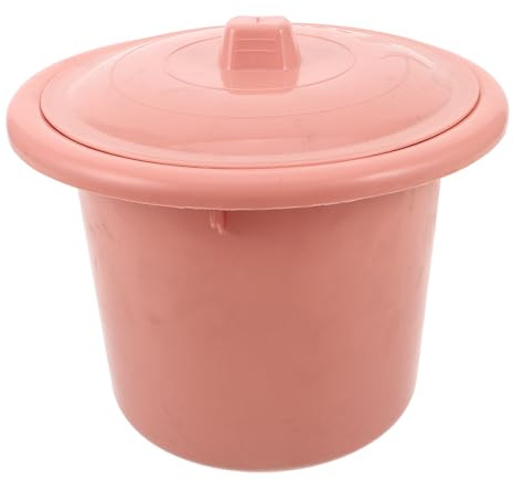 FRCOLOR Orinal Portátil con Tapa Rosa, Cubo Urinario de Plástico de Gran Capacidad para Adultos, Urinario de Noche Anti-derrames para Casa, Hospital y Viajes, Bacinilla Reutilizable