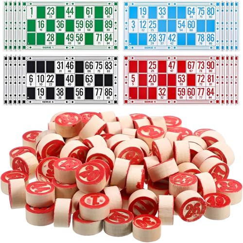 NiceNaiils 138 Pezzi Tombola Classica Set, 90 Fiches Da Gioco + Tombola 48 Cartelle, Segna Numeri Tombola,Natale Gioco Bingo, Fiches Poker