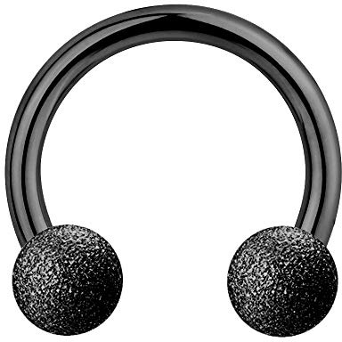 Treuheld Piercing Hufeisen - Stahl - Diamant - Schwarz - [10.] - 1.6 x 12 mm (Kugeln: 4mm)