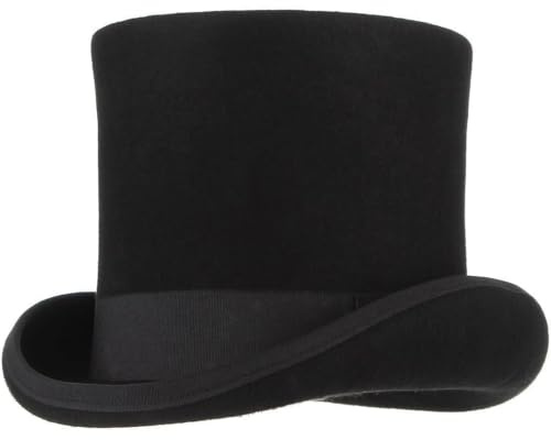 GEMVIE Herren-Hutmacher,100% Wolle,mit Satin-Futter,17cm,Schwarz