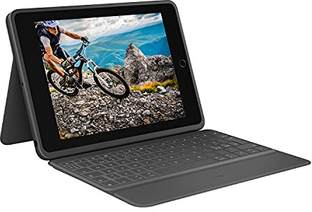 Logitech Rugged Folio för iPad (7:e | Tangentbordsfodral (8:e/9:e gen), Smart Connector, spillsäkert, Layout Pan Nordic QWERTY - Svart