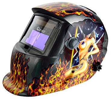 BSD Casque de Soudure Automatique - Casque de Soudage, Casque d'Obscurcissement Automatique, Casque de Soudure à Énergie Solaire - Flammes