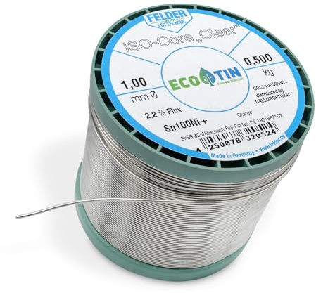 Felder Lötzinn ISO-Core Lötdraht Clear Sn100Ni+ Sn99,3CuNiGe (1 mm auf 500 g)