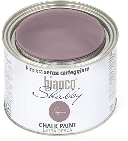 bianco Shabby® Prugna (Pflaume) - (500 ml) Chalk Paint Kreidefarbe auf Wasserbasis für alle Oberflächen – geruchsneutral, einfach zu verarbeiten, extra matt