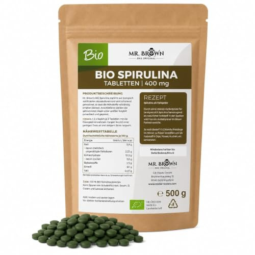 500g BIO Spirulina Tabletten, 400 mg Presslinge, BIO Algen ohne Zusätze, vegan