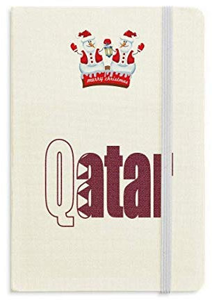 Cuaderno de Navidad con nombre de la bandera del país de Qatar con tapa dura gruesa