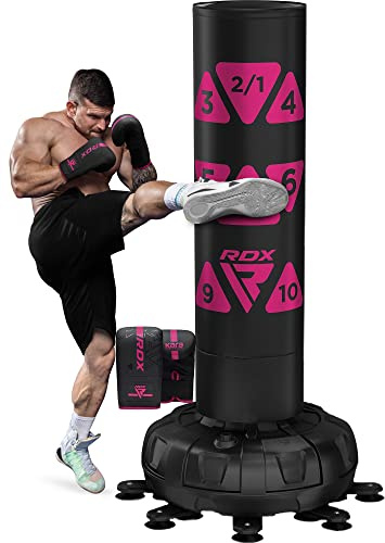 RDX 6FT 330LB Boxsack Stehend Erwachsene, Trainingshandschuhe und Überzug Set XXL Freistehender Standbxsack Boxing mit Saugfuß Freestanding Punch Bag für MMA Kickboxen Kampfsport