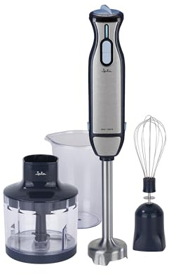 JATA JEBT5026 - Batidora de Mano 1000 W, Accesorios incluidos, Incluye Vaso Medidor 600 ml, Doble Cuchilla de Titanium, Regulador electrónico de velocidad, Pie de acero Inoxidable desmontable