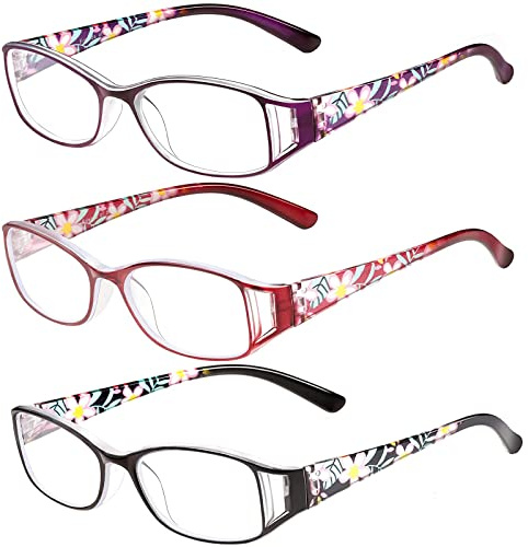 SaNgaiMEi Blaulichtfilter Lesebrille Damen Herren Computerbrille, Bequeme und flexible Blaulichtbrille Lesehilfen Sehhilfe Brille mit Sehstärke (3 MIX, 1.0, multiplier_x)