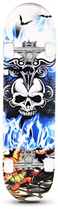 Skateboard Skateboard Kinder ab 8 Jahre 80x20cm 7-Lagigem Ahornholz Longboard Double Kick Komplett für Anfänger Jungen Mädchen Erwachsene Profi Penny Board
