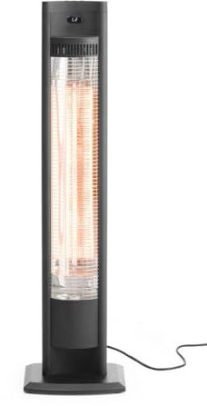 HENDI Calentador radiante por infrarrojos para exterior Tornado, estufa, calefactor de patio, 220-240V, 2000W, 130x90x(H)900mm, negro