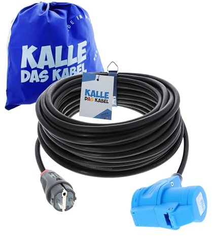 CEE Adapterleitung Kalle Blue SCHUKO Stecker auf CEE Winkelkupplung 20 Meter, 3G 1,5mm²