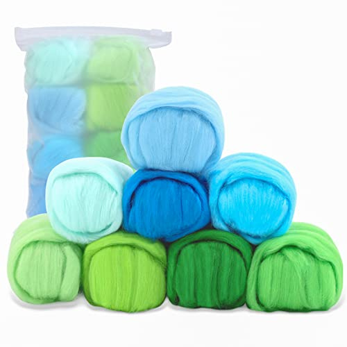 Namner Nadel Filz Wolle Set, 80g in 8 Farben, Frühling | Wollfilz Roving für Nadelfilzen, DIY Starter Kit für Wollhandwerk