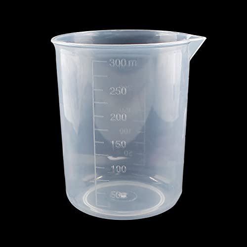 Waziaqoc 250ml-300ml Plastic Graduated Beaker (1 Pack), Transparent PP Measuring Cup Mixing Cup for Kitchen Lab