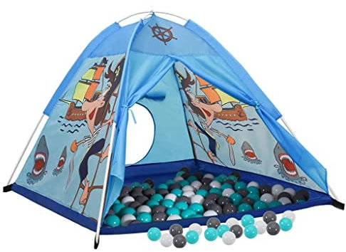 vidaXL Spielzelt mit 250 Bällen Blau 120x120x90 cm, Spielzelt mit Ball, Spielhütte, Zelt, Spielhaus, Prinzessin Zelt, Zelt mit Ball, Spielball