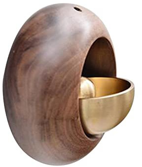 SM SunniMix Cloche Murale, Cloche De Porte, Carillons éoliens, Rond Commerçants Cloche Décor Creative Cadeau Suspendu Cloche Ornements Porte Cloche Carillon Bois Sonnette