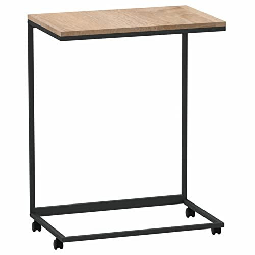 Tidyard Beistelltisch mit Rollen C-förmige Design Sofatisch Laptoptisch Couchtisch Kaffeetisch Serviertisch Wohnzimmertisch 55 x 35 x 70 cm (B x T x H) für Wohnzimmer, Schlafzimmer,Holzwerkstoff
