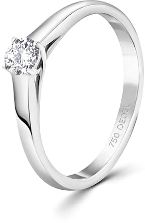 EDELIND Diamant Verlobungsring Damen Gold 750 - Diamantring 0.2 Ct aus Weißgold - Ringgröße 54 (17.2) - mit Geschenkbox - Symbol der Liebe