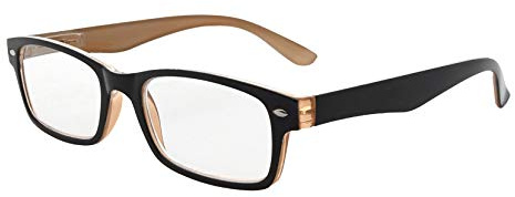 Eyekepper Lesebrille mit Federscharnieren für Damen Schwarz Braun Rahmen Leser +4,00
