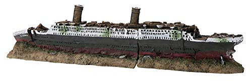 Fauitay Titanic Fischdekorationen Schiff 24×10×9 Titanic Verlorenes Zerstörtes Boot Schiff Aquarium Dekoration Ornament Wrack Ornamente