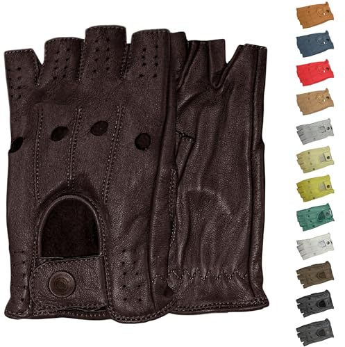 German Wear Driving Halbfinger Fingerlose Autofahrer-Handschuhe Lederhandschuhe