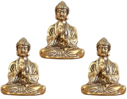 MAGICLULU Mini Buddha Figur Messing Retro Stil Buddhistische Statue Dekoration Für Wohnzimmer Büro Desktop Glücksbringer Skulptur 1.14X0.87X0.20 Zoll