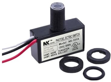 Meskliu Photocell Light Sensor,105V-130V AC 5A Photo Sensor,Dusk to Dawn Outdoor Photoelectric Light Control Switch,Hard-Wired Post Eye Light Control with Automatic Illumination Detection Circuit