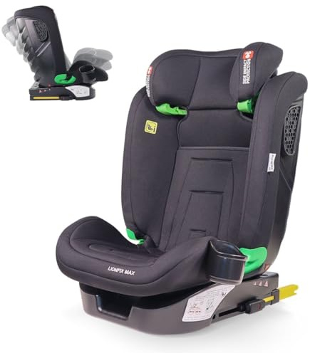 Mobiclinic® kids, Silla de coche, I-size, Isofix, Grupo 2/3, 36kg, 4-12 años, Lionfix max, Evolutiva, 100-150cm, Protección lateral, Reposacabezas regulable, Reclinable 3 posiciones, Portabotellas