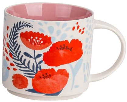 Zerodeko Blumenbecher Keramikbecher Kaffeebecher Kaffeetrinkbecher Wasserbecher Haushalt Retro Muster Blumenmuster Milchtasse