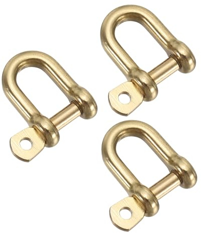 PATIKIL D-Ring Schäkel, 3 Stück 1/4 Zoll Innenbreite Reines Messing U-Typ Fob Schlüsselhaken Kleine Bügelschäkel für DIY Handwerk Leder Ersatz