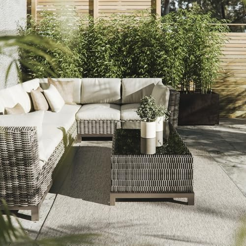 Interiyou Outdoor Teppich Wetterfest Asti - 160x230 cm Hellgrau - Jute Optik - Wasserfest für Balkon, Terrasse, Garten - Outdoorteppich passend auch für Wohnzimmer, Schlafzimmer und Küche