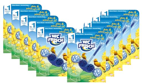 WC Frisch Kraft Blauspüler Frühlingsgezwitscher Limited Edition (10x 50g), WC Reiniger mit innovativer Geruchs-Stopp-Formel, Duftsteine für extra Frische und eine sichtbare Reinigung, 10er Pack