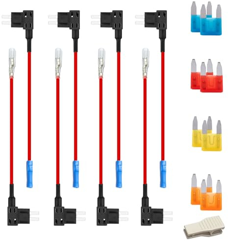 8 Stück Stromdieb Sicherung Kfz Mini Flachsicherungen, 8 Stück Mini Flachsicherungsadapter 1 Sicherungszieher, Auto Sicherungsadapter Kfz Sicherungen Set 5A/10A/15A/20A für Auto Lkw Boot