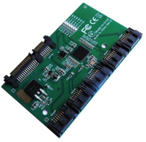 Yuattory Tarjeta de Expansión SATA Tarjeta Controladora SATA3.0 de 1 A 5 Puertos Placa Base Multiplicador de Puerto SATA Adaptador HUB de Tarjeta Vertical