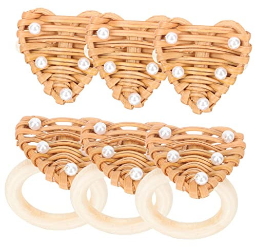 GRADENEVE 6stücke Herzförmige Serviettenringe Aus Rattan Romantische Tischdekoration Für Valentinstag Hochzeiten Und Feste Handgefertigte Serviettenhalter Für Elegantes Dinner-Setting