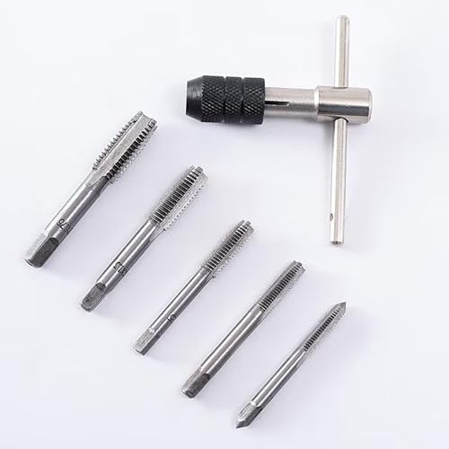6-teiliges Handgewindebohrer- und Schneideisen-Set, Außengewinde, Handschlüssel, Werkzeug, Gewindebohrer, Gewindeschneider, Gewindeschneider