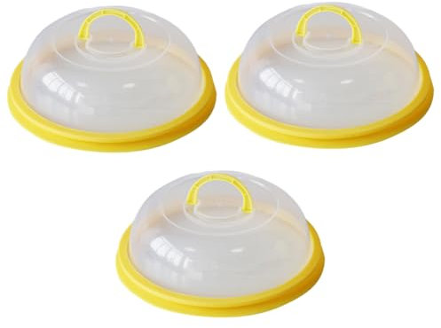 IMIKEYA Microwave Food Plate Covers Handles 3pcs Yellow Heat-Resistant Microwave Dish Covers Splash-Proof for Kitchen Heating and Serving