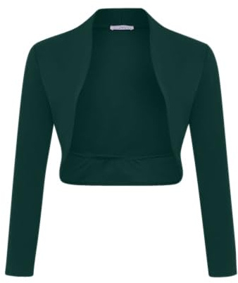 DANAEST Damen Langarm Bolero Schulterjacke Kurzbolero (700) Dunkelgrün, L