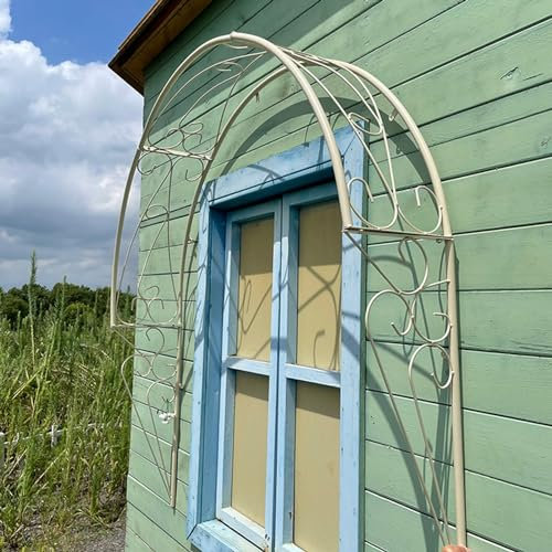 Arche de rosier décorative en fer forgé demi-ronde pour plantes grimpantes - Treillage mural pour patio, fenêtre, jardin et porche