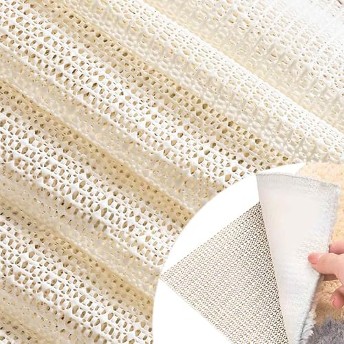 Tianher Anti Slip Rug Underlay, 60x150 cm Multipurpose Non Slip Mat Non Slip Rug Underlay PVC Cuttable Carpet Gripper Underlay Anti Slip Mat for Drawers Shelves Carpet Used on Hard Smooth Floors(White