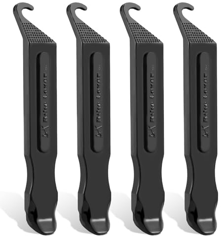 Tragoods Bike Tire Levers - Ultra Strong PC Plastic Bicycle Tire Removal Changing Tool for Road or Mountain Bike Tires - Set of 4 (Black)