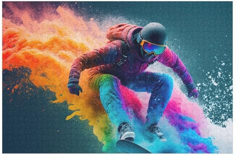Holzpuzzle 1000 Teile, Snowboard Puzzles Erwachsene Und Kinder, Am Besten Für Die Familienspielsammlung （75×50cm）