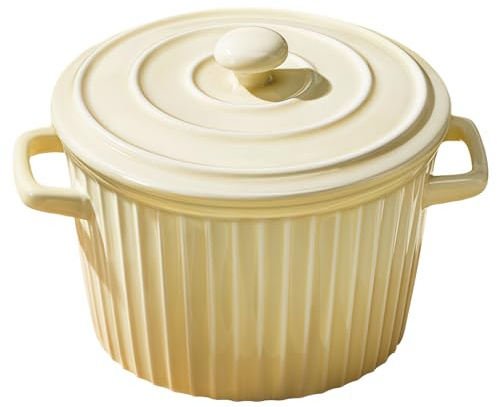 Ciotole per zuppa di cipolle con coperchio, 500 ml, graziosa ciotola da zuppa con manici, tazza in ceramica adatta al microonde e alla lavastoviglie