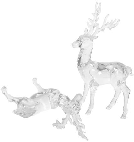 FONDOTIN 2 Pièces Ornements Cerf de Noël Acrylique Transparent Figurines Élégantes de Renne pour Décoration de Table et Sapin Pendentifs Suspendus Résistants pour Ambiance Festive