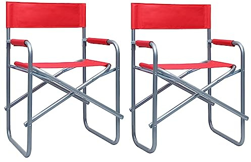 Mandloder Regiestühle 2er Set Rot Klappstuhl aus Stahl für Garten Outdoor, Bequeme Gartenmöbel mit 110kg Tragkraft für Camping, Strand, Balkon, wetterfest und tragbar