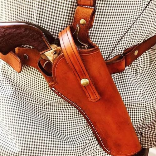 REHOOF Leder Schulterholster, Vertikal Pistolenholster Mit Verstellbare Schultergurt,Verdeckte Waffenholster Für Jagd,Militärspiele,Paintball,Training Oder Karneval Cosplay Für Die Meisten Pistolen