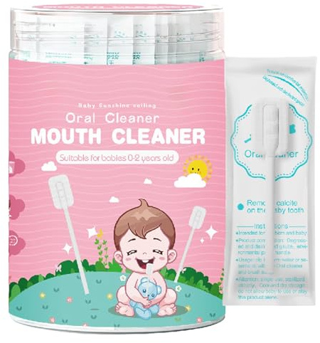 FxaumsGxuk 30 Pezzi Detergente Orale Per Bambini, Garza Pulisci Lingua Neonato, Puliscilingua Per Bambini, Spazzolino Morbido Per Bambinis, Per La Pulizia Orale Per 0-36 Toddler