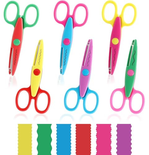 Set di 6 Forbici per Fai da Te,Forbici di Sicurezza con Taglio Zig Zag e Ondulato per Lavoretti Creativi, Scrapbooking,Arte Decorativa e Progetti Artistici Scolastici