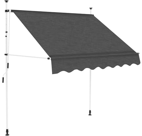 Manuell einziehbare Markise - Verstellbares wasserdichtes Terrassenüberdachung mit Handkurbel, UV Schutz Sonnenschutz für Innenhof, Balkon, Garten & Restaurant (Anthrazit, 300 cm)